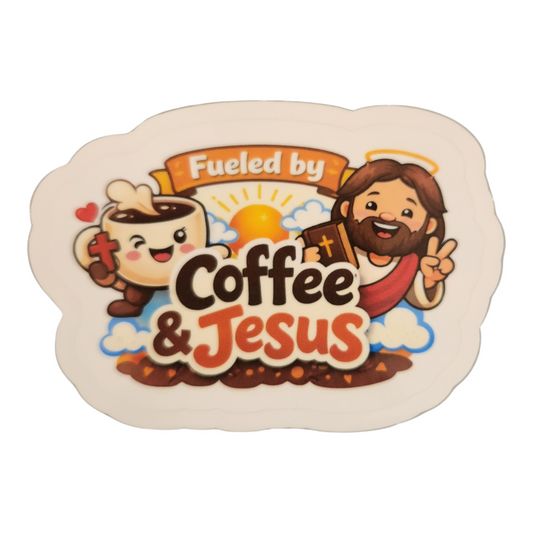 Jesus and coffee sticker